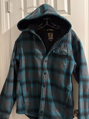 Noble Outfitters Men's Teal & Black Plaid Hooded Jacket